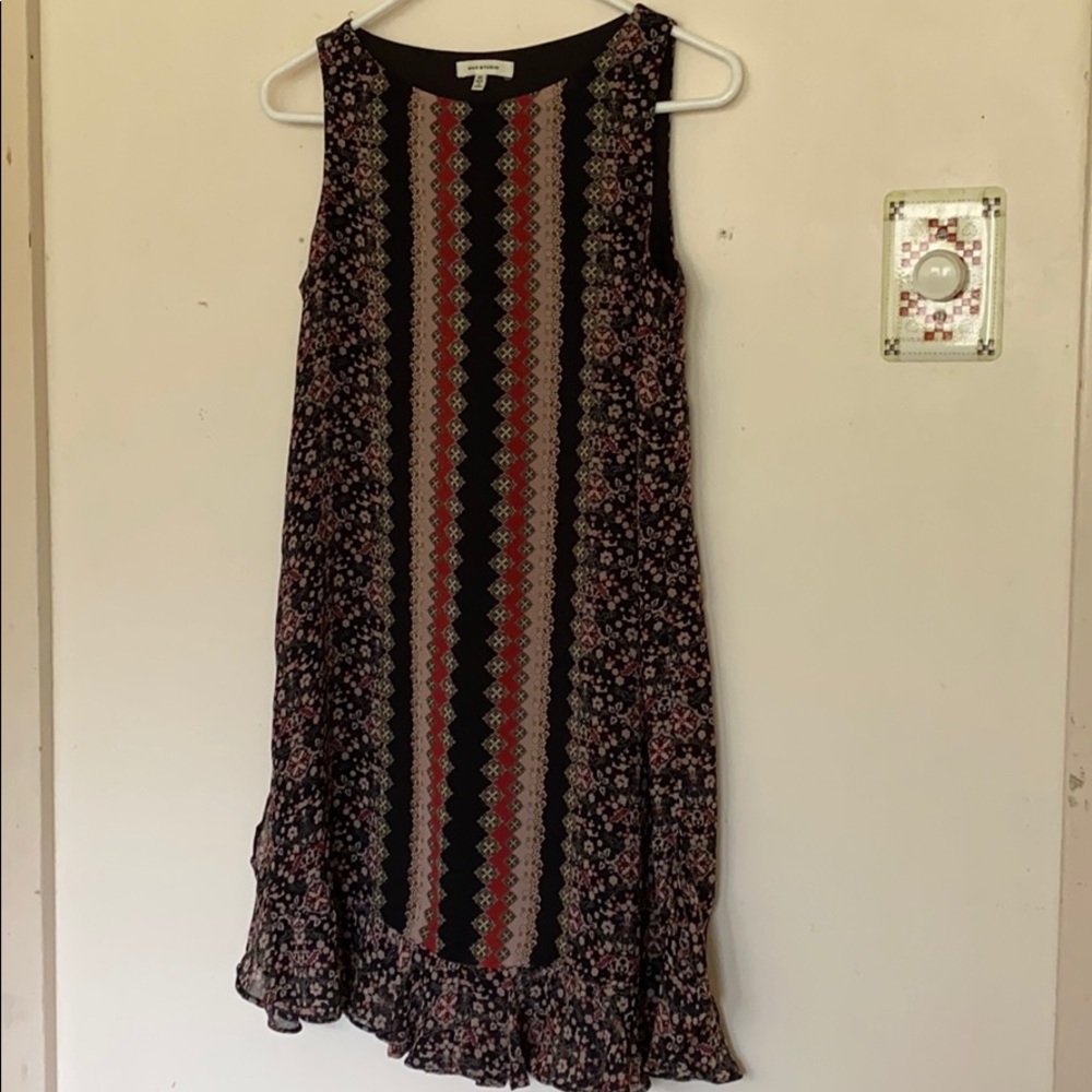 LN Max Studio Printed Chiffon Ruffle Hem Dress XS